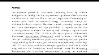 Enabling Low Power Charge Domain Nonvolatile Computing in Memory CIM With Ferroelectric Memcapacitor [upl. by Chambers]