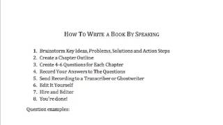 How To Write a Book By Speaking It By Hiring a Ghostwriter or Transcriber [upl. by Mit]