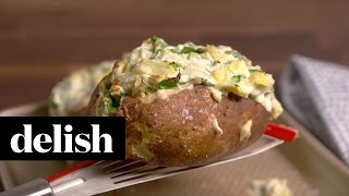 Spinach and Artichoke Baked Potatoes  Delish [upl. by Arraes968]