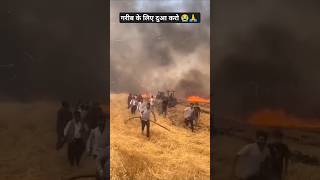 The poor farmers crop caught fire 😥🥹😭 shorts kisan farmer farming fire [upl. by Nahtaj]