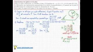 intersection sphère et plan  exercice type BAC  géométrie dans lespace [upl. by Ylrebmyk996]