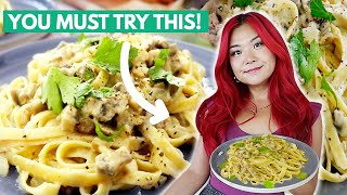 Easy Vegan Truffle Pasta Recipe Creamy Mushroom Pasta Recipe [upl. by Neelhtak]