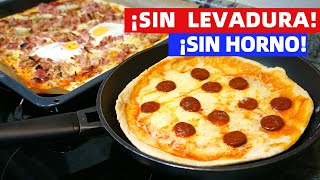 Pizza con masa casera SIN LEVADURA y sin reposo con y sin horno [upl. by Rechaba126]