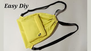 Drawstring Bag Easy Sewing for Beginners  Bag cutting and stitching diy [upl. by Ayifas229]