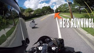 Hit amp Run  MOTORCYCLE CHASES CAR [upl. by Assilen]