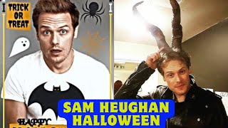 quotSam Heughan Shines with Unique Antlers on Halloween Night with the Outlander Castquot [upl. by Jacobah]