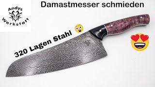 Wie geht das Damastmesser schmiedenherstellen Küchenmesser schmieden Damaszener Messer [upl. by Assi530]