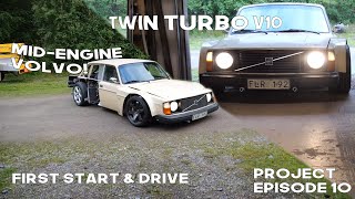 Mid Engine V10 Volvo 240 Project First Startup [upl. by Gant]