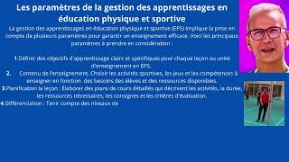 Les paramètres de la gestion des apprentissages en EPS [upl. by Annayi208]