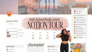 notion tour  FREE template❤️‍🔥simple aesthetic beginnerfriendly amp using a reg planner postgrad [upl. by Nnylylloh]