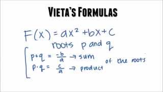 Vietas Formulas Understanding and Applying [upl. by Gerk]