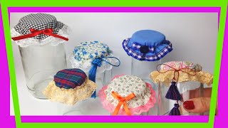 🎉Como hacer COFIAS para 🎀 Decorar FRASCOS  con o sin Máquina de coser manualidad fácil [upl. by Ogren]