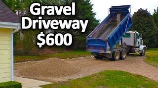 Gravel Driveway for CHEAP 600 How to install maintain top with crushed stone asphalt concrete [upl. by Einre]