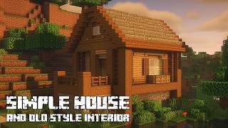 Minecraft Lets Build a StarterSimple House and Old Style Interior  ⏩ Timelapse [upl. by Loreen]