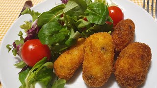 CROQUETAS DE POLLO Y CHAMPIÑONES TRUCO PARA REBOZAR CROQUETAS FÁCIL Y SIN APENAS MANCHARSE [upl. by Kari183]