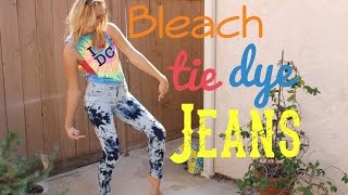 How To  BLEACH TIE DYE JEANS [upl. by Amzaj682]