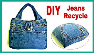 Ideas From Jeans  DIY handbag from jeans  Recycle Old Clothes  Diy Bag [upl. by Schaffel]