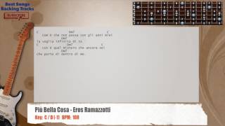 🎸 Più Bella Cosa  Eros Ramazzotti Guitar Backing Track with chords and lyrics [upl. by Aram45]