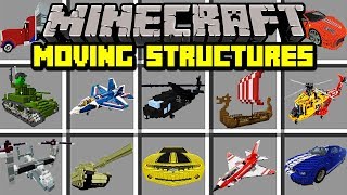 Minecraft MOVING STRUCTURES MOD  BUILD MOVING PLANES BOATS TANKS AND CARS  Modded MiniGame [upl. by Mcquade]