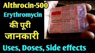 Althrocin 500 tablets uses and side effects in hindi Erythromycin tablet althrocin 250 althrocin [upl. by Niwri]