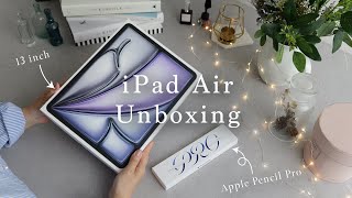 🍎iPad Air 2024 13inch M2  Apple Pencil Pro Unboxing and Accessories Setup [upl. by Nyrrat291]