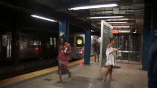 HD R160 C Train meets R46 R train at Broadway Lafayette Street  2013 [upl. by Tull]