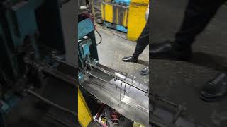 The process of straightening and cutting the iron rods of the barbecue grills meat racks process [upl. by Yeleak75]