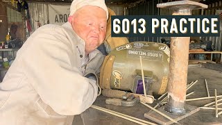 Welding With 6013 Stick Rod 2quot Pipe To 12quot Plate [upl. by Adlee45]