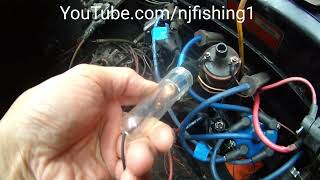 Test light to troubleshoot 12v power inboard outboard mercrusier 3L 120 HP no sparks key in RUN [upl. by Nikola]