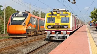 VANDE BHARAT vs SUPER LOCAL  Dangerous WAP5 amp WAP7 TRAINS At Crazy Speed 😱🔥 [upl. by Mecke]