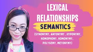 Lexical Relationships synonymy antonymy  hyponymy homophony homonymy polysemy metonymy [upl. by Selimah924]