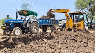 JCB 3DX Machine Loading Mud In Tractors  New Holland And Mahindra Tractor  Jcb Videos  Tractors [upl. by Schaab]