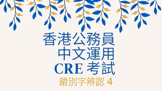 香港公務員中文運用CRE考試  錯別字辨認 4 Hong Kong Common Recruitment Examination  Use of Chinese 4 [upl. by Ekeiram]