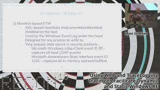 Recon 2019 Matt Graeber Using WPP and TraceLogging Tracing to Facilitate Dynamic and Static Windows [upl. by Sonny]