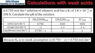 182 Calculating pH of weak acids and bases HL [upl. by Goldston296]