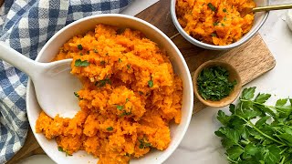 GarlicMashed Sweet Potatoes Recipe [upl. by Tnarg]