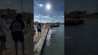 Crossing an entire river on a skimboard [upl. by Wolf]