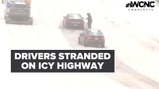 Winter storm Drivers get stuck on icy I277 in Charlotte NC [upl. by Thgiled]