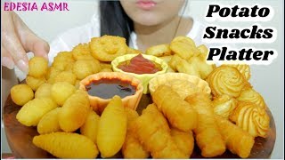 ASMR 咀嚼音🥔Potato Snacks Platter フライドポテトの詰め合わせ 감자튀김 馬鈴薯炸物拼盤 Friture de pomme de terre EATING SOUND [upl. by Wayland]