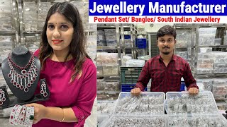 Ad Jewellery Manufacturer amp Wholesaler  Earring Pendant Set Bangles South indian Jewellery Set [upl. by Anyer]