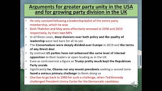 US Politics Political Parties Revision Video 12 Comparing US and UK party unity [upl. by Hugues]