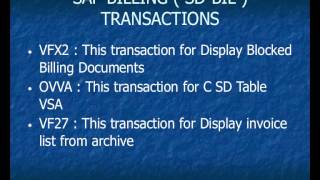 SAP Billing  SD  BIL  Transaction Codes [upl. by Josie]