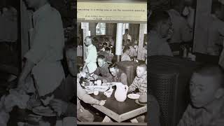 1942 Manzanar Relocation Camp California CA Japanese men eating [upl. by Erde494]