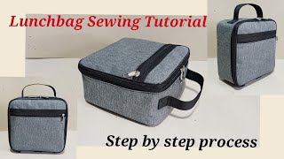 Lunchbag Sewing Project  Picnic bag sewing tutorial  paano manahi ng bag  lunchbox [upl. by Tnomal]