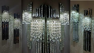 Mirrored Wall Sconces DIY Glam Room Decor Lighting w Amazon Products MirrorampCrystal Wall Decor [upl. by Pizor371]