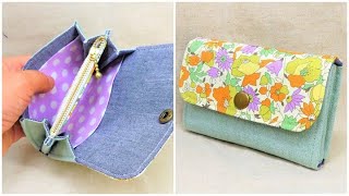 小銭入れ作り方 小さなファスナーポーチ作ってみた 簡単作り方 How to make a coin purse [upl. by Ot]