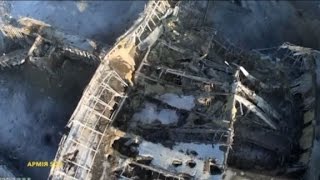 Drone footage of destroyed Donetsk airport [upl. by Laforge]