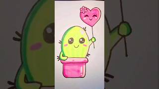 cute cactus holding a heart drawing easydrawing art cute cactus shortsviral [upl. by Oakley]