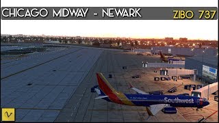 XPlane 11 ZIBO 737  Chicago Midway KMDW  Newark KEWR  Southwest Airlines [upl. by Berti236]