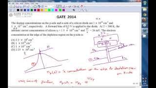 GATE 2014 ECE Electron concentration at edge of depletion region on p side [upl. by Cirdnek332]